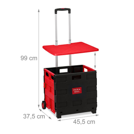 Folding Shopping Trolley with Wheels, 35kg Capacity