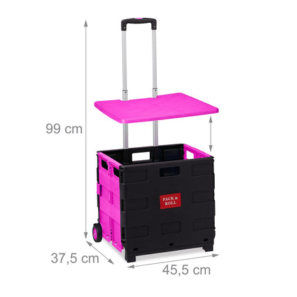 Folding Shopping Trolley with Wheels, 35kg Capacity