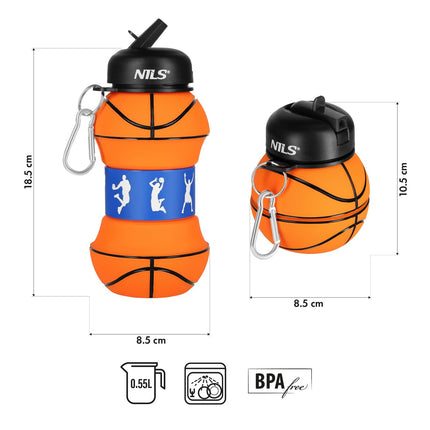 Folding Silicone Cup 550ml – Basketball Design