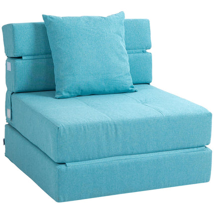 Folding sofa bed Chair, 2-in-1 guest bed with pillows, blue