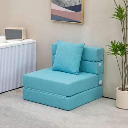 Folding sofa bed Chair, 2-in-1 guest bed with pillows, blue