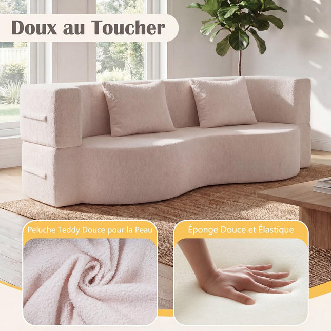 Rozkładana sofa 192,5 cm, polar Teddy, 2 poduszki