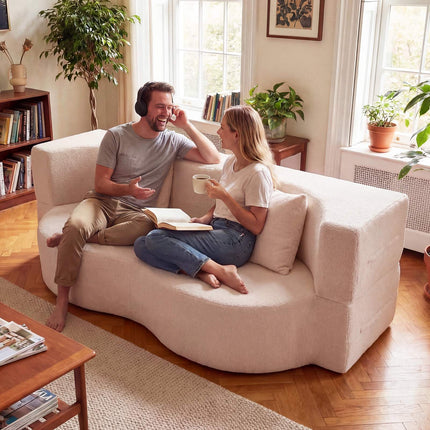 Folding Sofa Bed 192.5 cm, Teddy Fleece, 2 Cushions