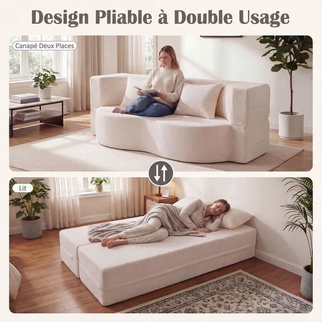 Rozkładana sofa 192,5 cm, polar Teddy, 2 poduszki