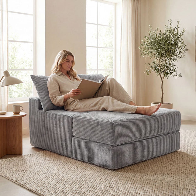 Rozkładana sofa z funkcją spania, fotel rozkładany, szary, 2 poduszki