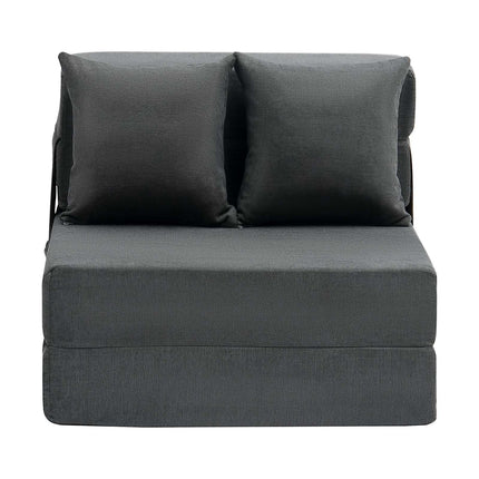 Folding Sofa Bed, Memory Foam, 2 Pillows, Washable Cover, Dark Grey