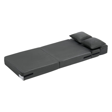 Folding Sofa Bed, Memory Foam, 2 Pillows, Washable Cover, Dark Grey