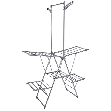 Folding Stainless Steel Clothes Drying Rack with Rail