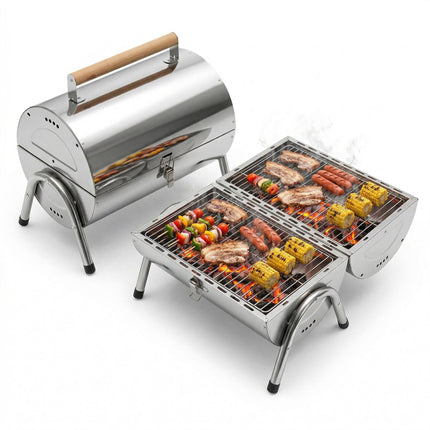 Folding Stainless Steel Tabletop Grill with 2 Grates