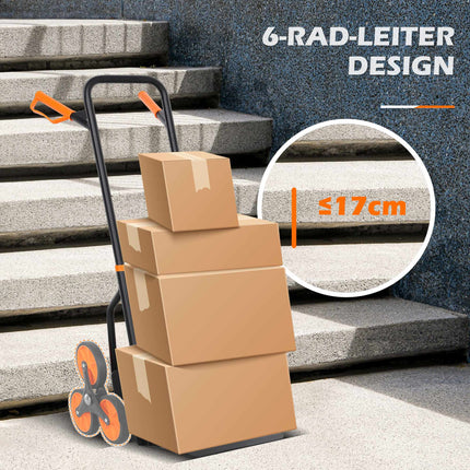 Folding Stair Climbing Hand Truck, Steel Frame, 120kg Capacity