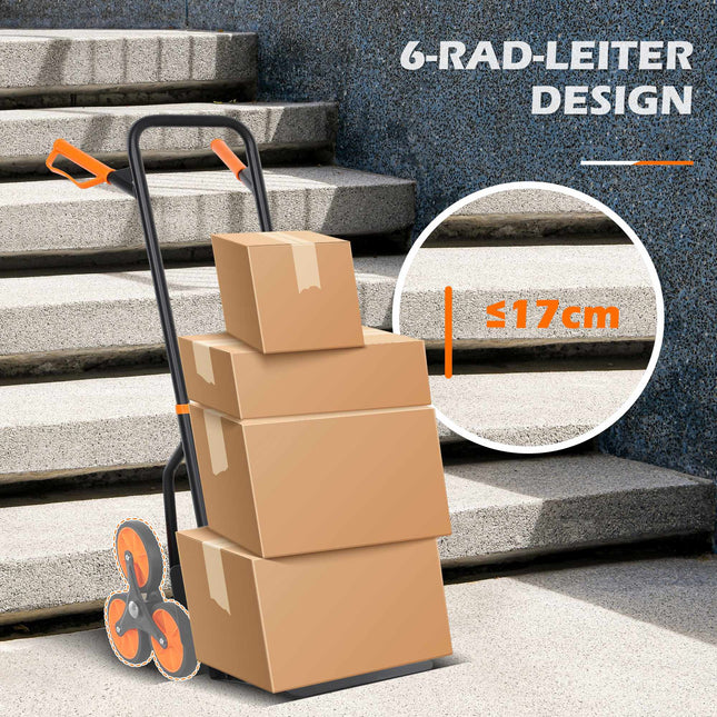 Folding Stair Climbing Hand Truck, Steel Frame, 120kg Capacity