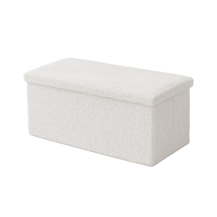 Folding Storage Bench, Teddy Fabric, Seats 2