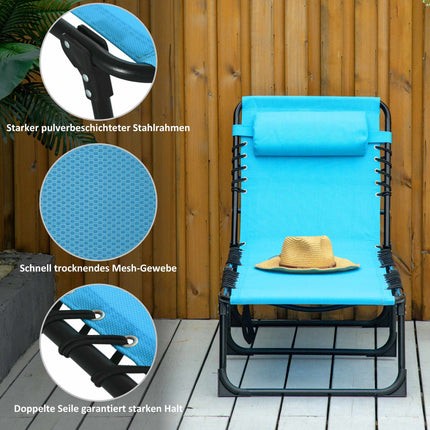 Folding Sun Lounger, Breathable Fabric, Metal Frame, 189x58x30 cm
