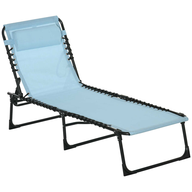 Folding Sun Lounger, Breathable Mesh, Metal Frame, 189x58x30 cm