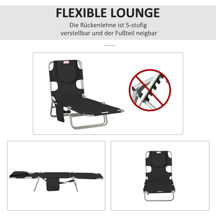 Folding Sun Lounger with Adjustable Backrest and Face Hole