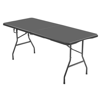 Folding Table, 6 Ft Heavy Duty HDPE, Fold-In-Half, Black