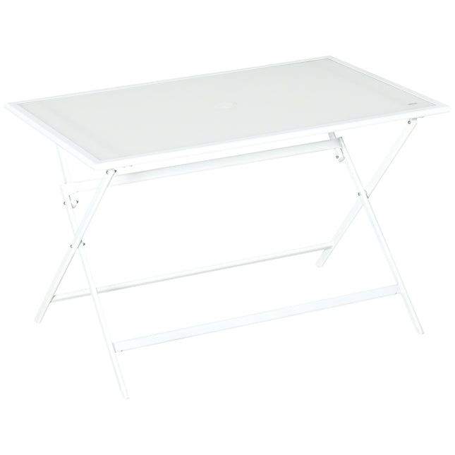 Metal folding table with umbrella hole - 110x70x70cm
