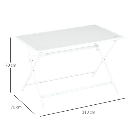 Metal folding table with umbrella hole - 110x70x70cm
