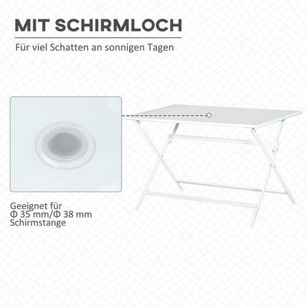 Metal folding table with umbrella hole - 110x70x70cm