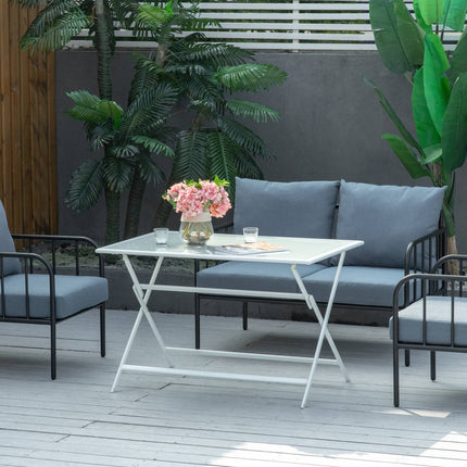 Metal folding table with umbrella hole - 110x70x70cm