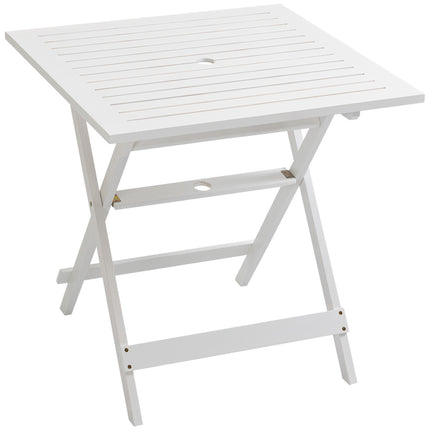 Folding side table with parasol holder, poplar wood, 70cm