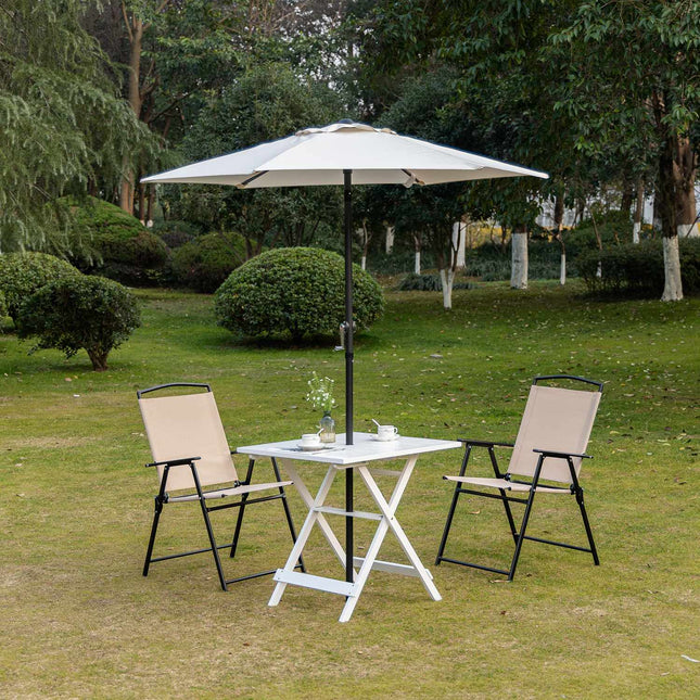 Folding side table with parasol holder, poplar wood, 70cm