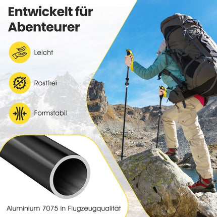 Folding Trekking Poles, Quick Lock, 115-130 cm, Yellow