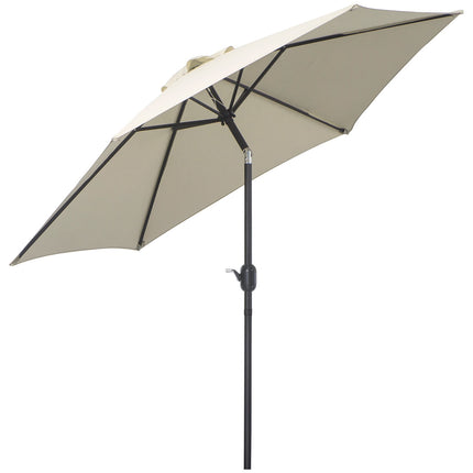 Beige aluminum garden umbrella - 2.7 m, hand crank