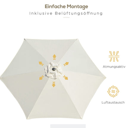 Beige aluminum garden umbrella - 2.7 m, hand crank