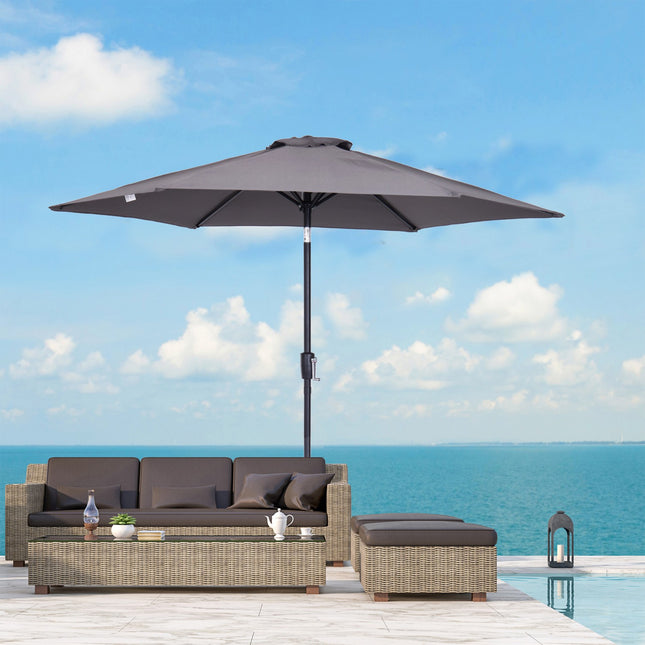 Gray folding garden umbrella - aluminium, hand crank, 2.7m