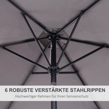 Gray folding garden umbrella - aluminium, hand crank, 2.7m
