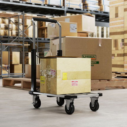 Folding Wagon, 150kg Capacity, Adjustable Handle, Black