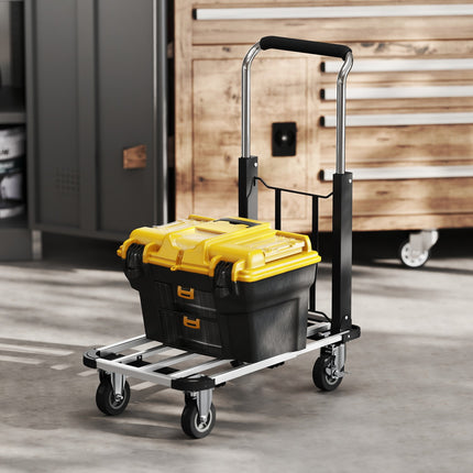 Folding Wagon, 150kg Capacity, Adjustable Handle, Black
