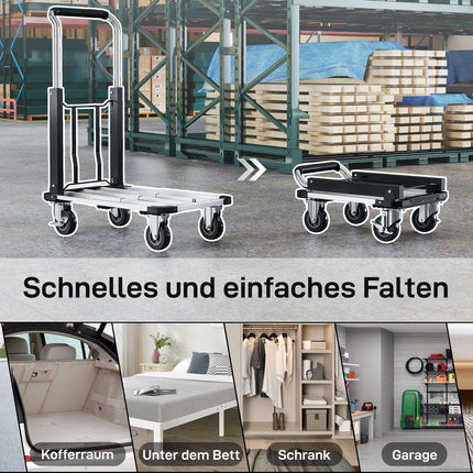 Folding Wagon, 150kg Capacity, Adjustable Handle, Black