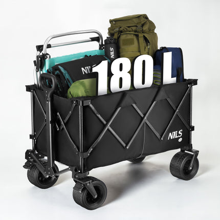 Folding Wagon, Black, XXL 180L Capacity