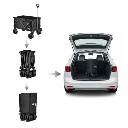 Folding Wagon, Black, XXL 180L Capacity