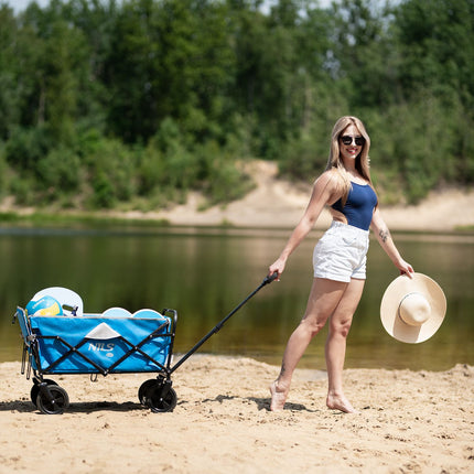 Folding Wagon, Blue-Gray, 125L Capacity
