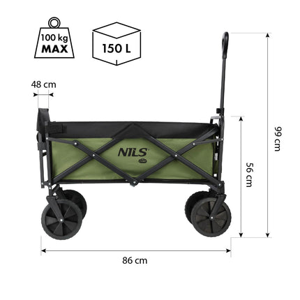 Folding Wagon, Green, 150L Capacity