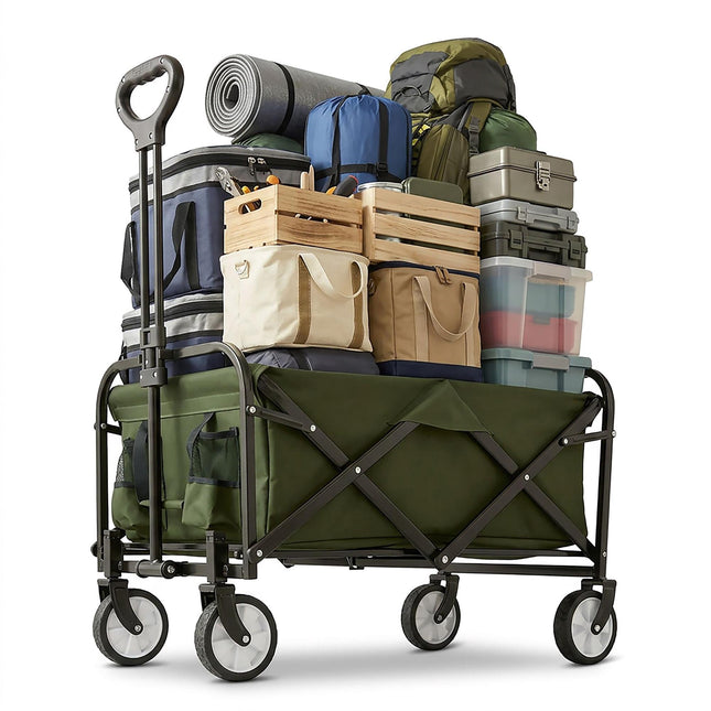 Folding Wagon for Beach, Camping, Shopping, Large Capacity