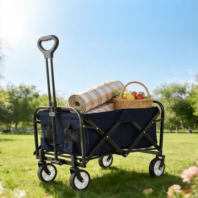 Folding Wagon with Adjustable Handle and Large Capacity