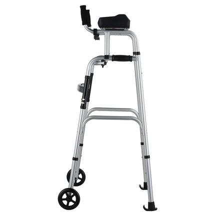 Folding Walker, Height-Adjustable, Removable Armrests, 5 in Wheels