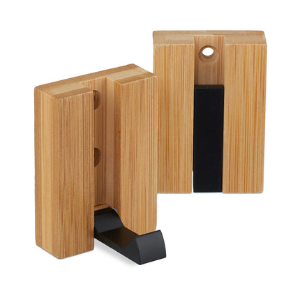 Folding Wall Hooks Set, Bamboo, Space-Saving Design