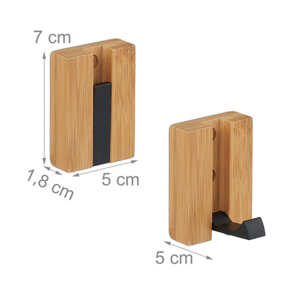 Folding Wall Hooks Set, Bamboo, Space-Saving Design