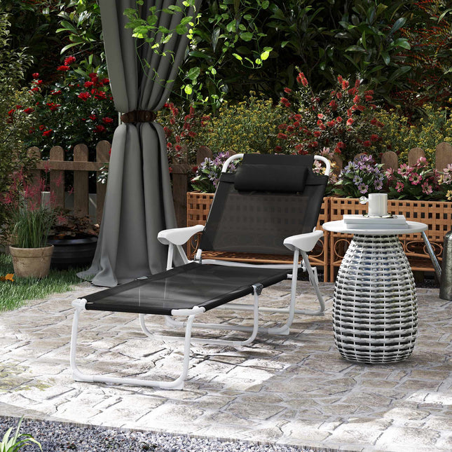 Folding Weatherproof Garden Lounger, Adjustable Backrest
