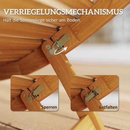 Folding Weatherproof Wooden Sun Lounger with Cushion, Beige