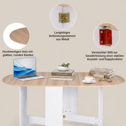 Folding White Table for 4-7 People, 163x80x75 cm