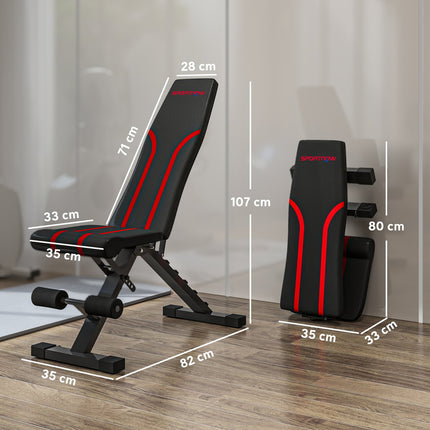 Folding Workout Bench, Adjustable Backrest & Seat, Black