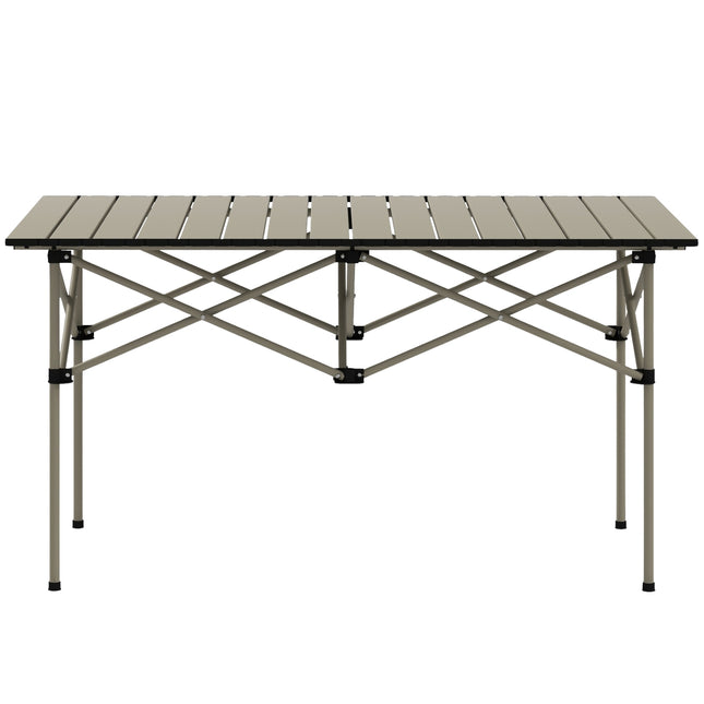 Campingtafel klaptafel met oprolbaar tafelblad X-frame tuintafel van aluminium lichtgewicht 2 persoons bijzettafel klaptafel voor tuin balkon kamperen 95 x 55cm kaki |