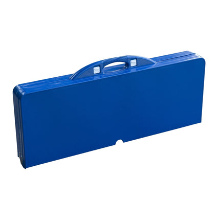 Folding aluminum camping table set with 4 seats, blue