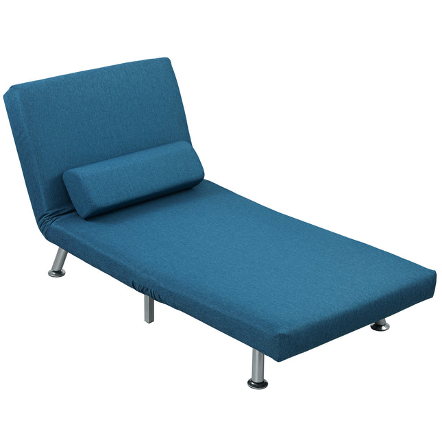 Sleeper Chair Bed, Foldable, Adjustable Backrest, Blue